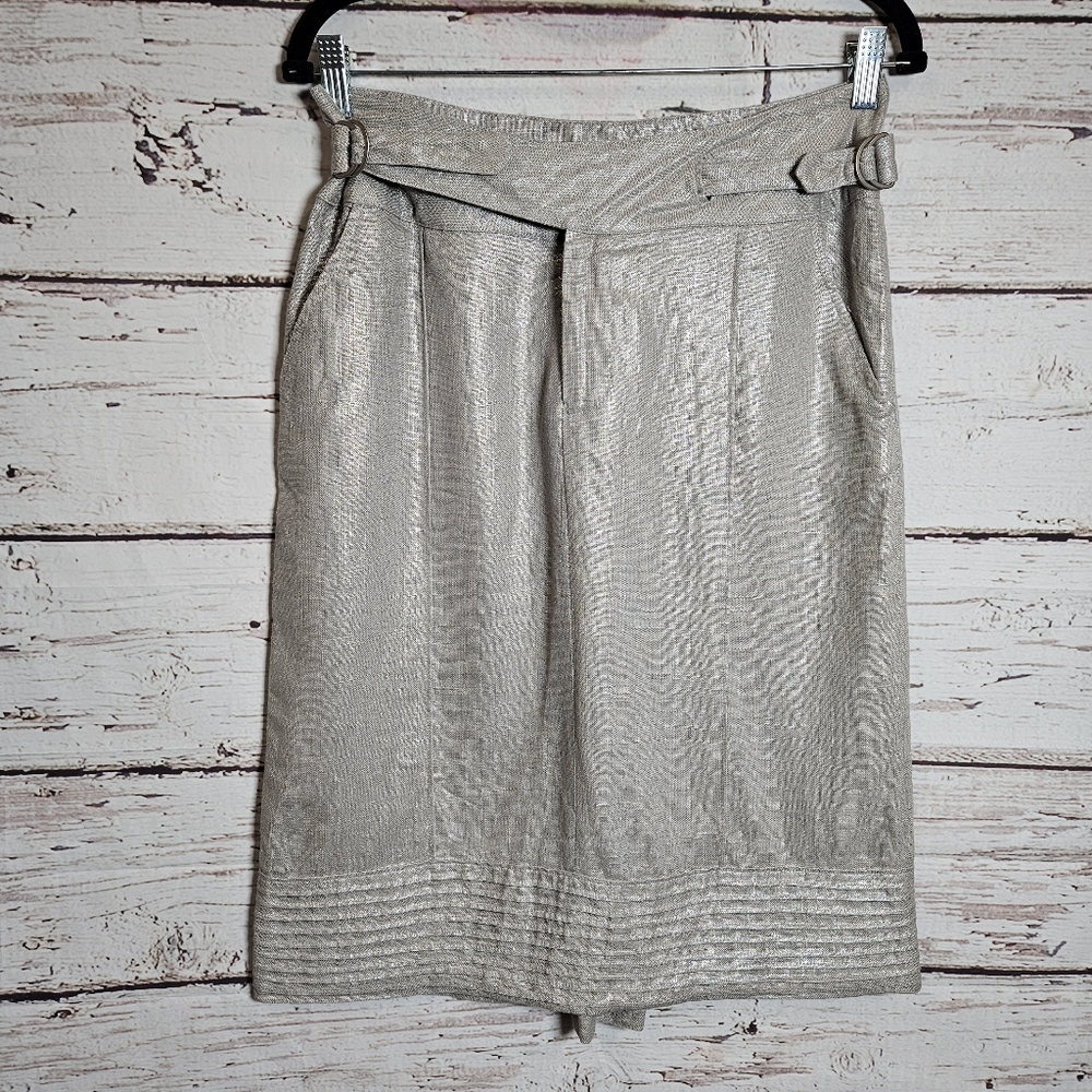 Adam Lippes Metallic Silver Midi Skirt